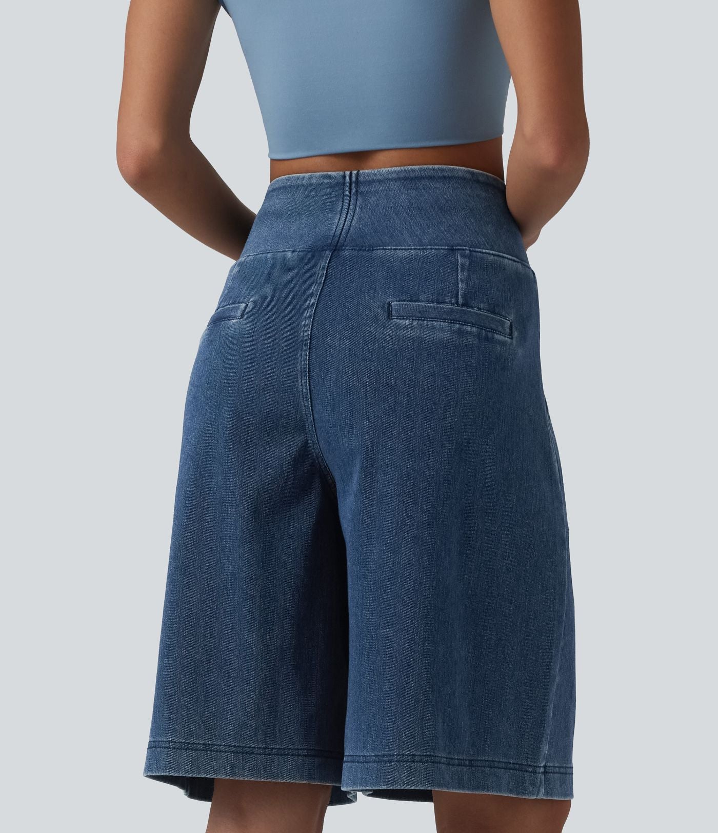 Halara Flex™ Short ample en jean décontracté taille haute 25 cm avec poches