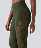 Pantalon de yoga évasé gainant taille haute avec dentelle contrastée et poche Halara UltraSculpt™