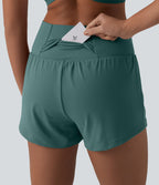 Short de yoga 2-en-1 SoftlyZero™ Airy croisé taille haute 7,5 cm effet frais InstantCool avec poches