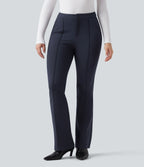 Pantalon tailleur évasé taille haute avec poches