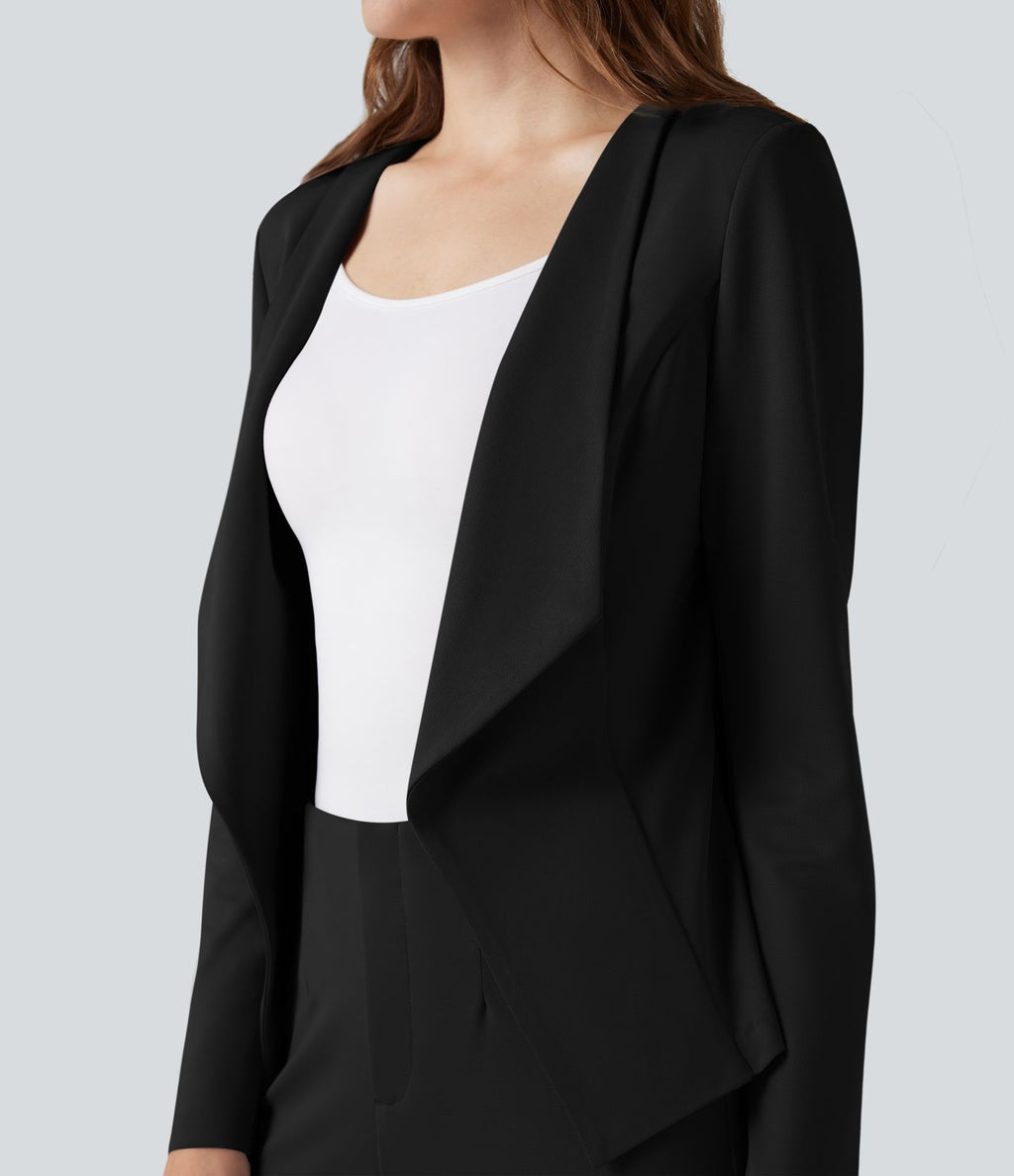 Blazer tailleur waterfall manches longues en crêpe