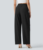 Breezeful™ Pantalon tailleur séchage rapide taille mi-haute coupe tonneau asymétrique avec poches