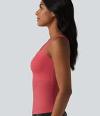 Débardeur décontracté col carré avec soutien-gorge intégré bonnets B-E