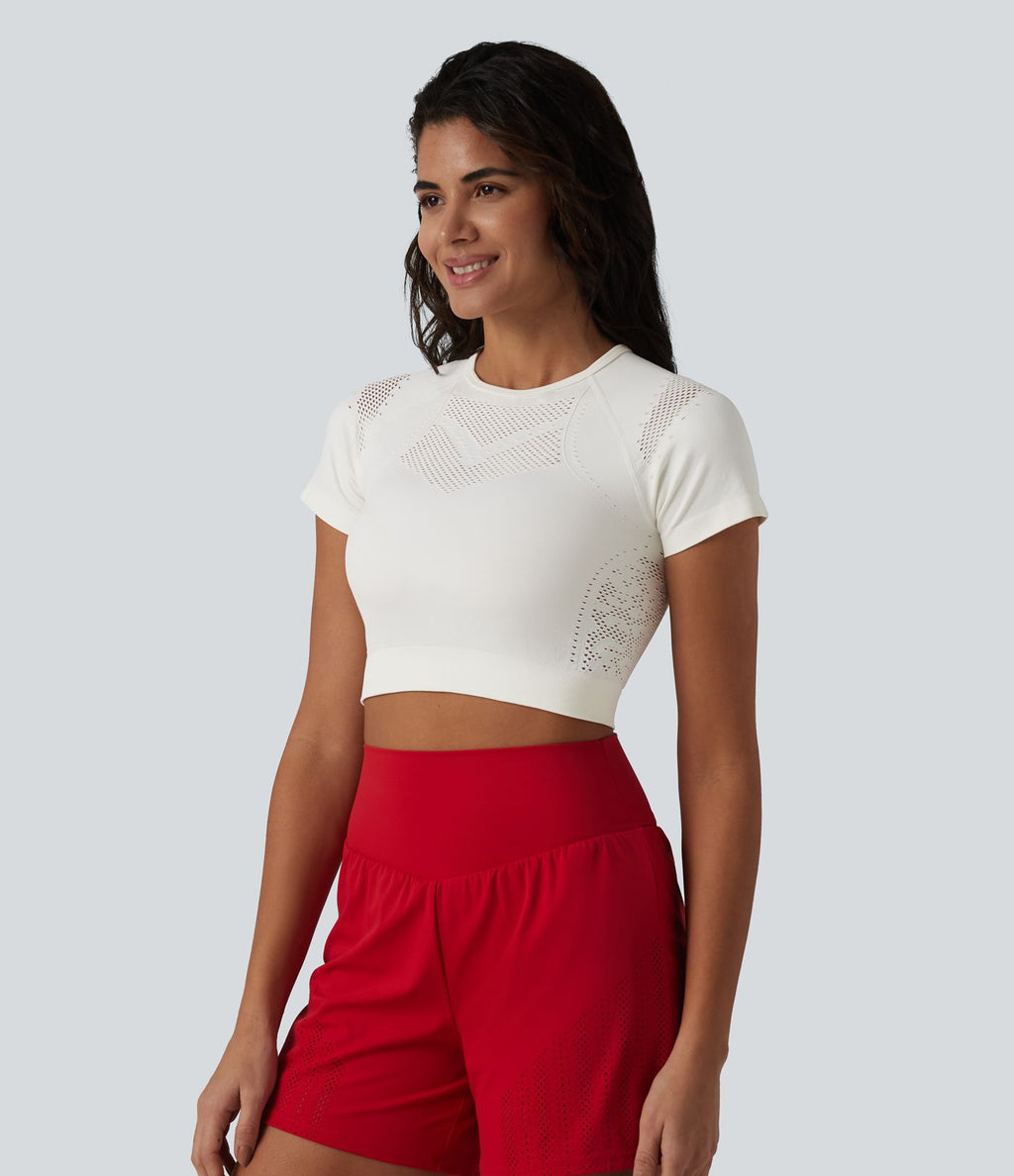 OneForm Seamless Flow Crop top de sport en mesh respirant sans couture