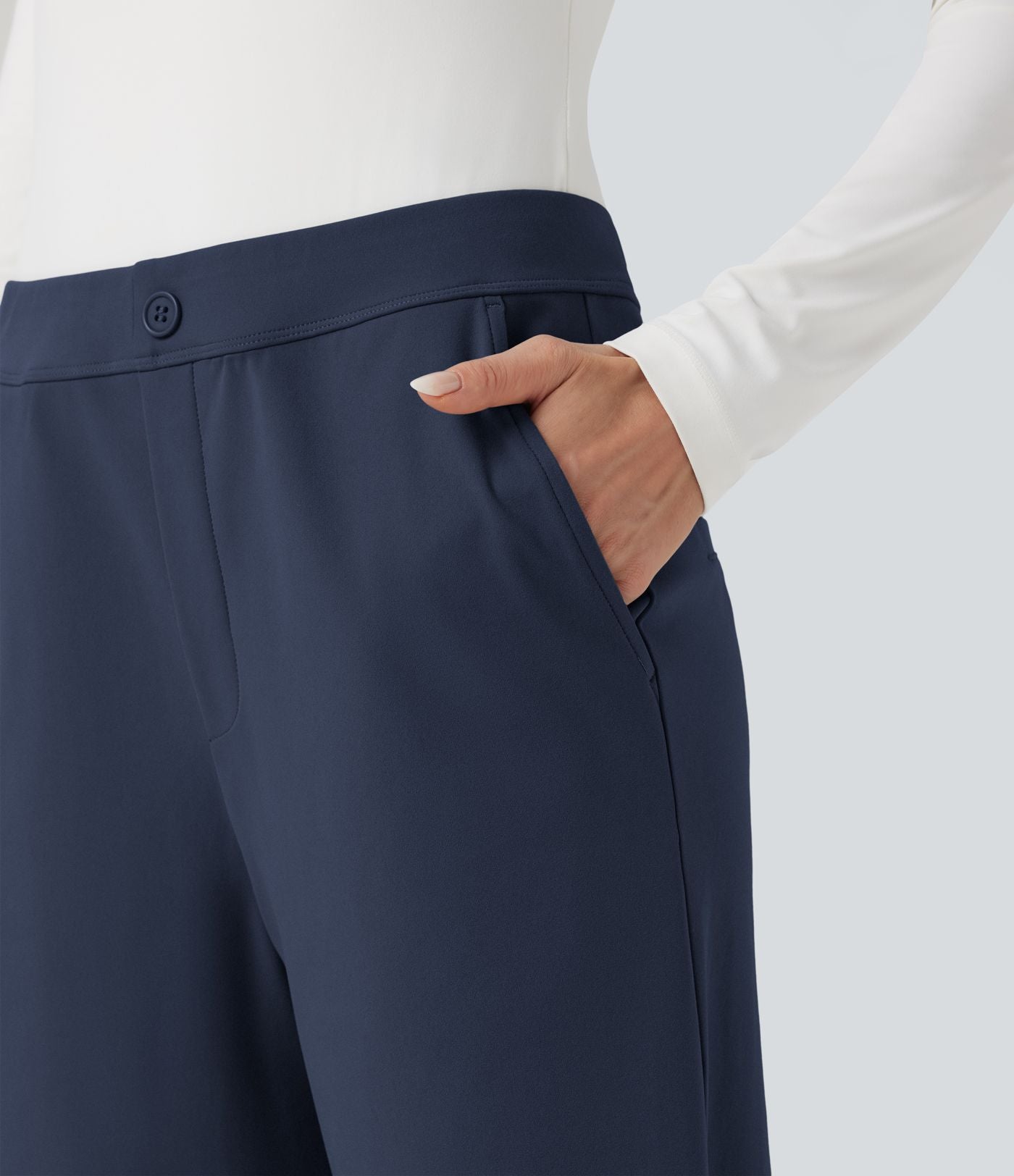 Pantalon de travail fuselé taille moyenne avec largeur ajustable Halara Flex™ DayStretch avec poches