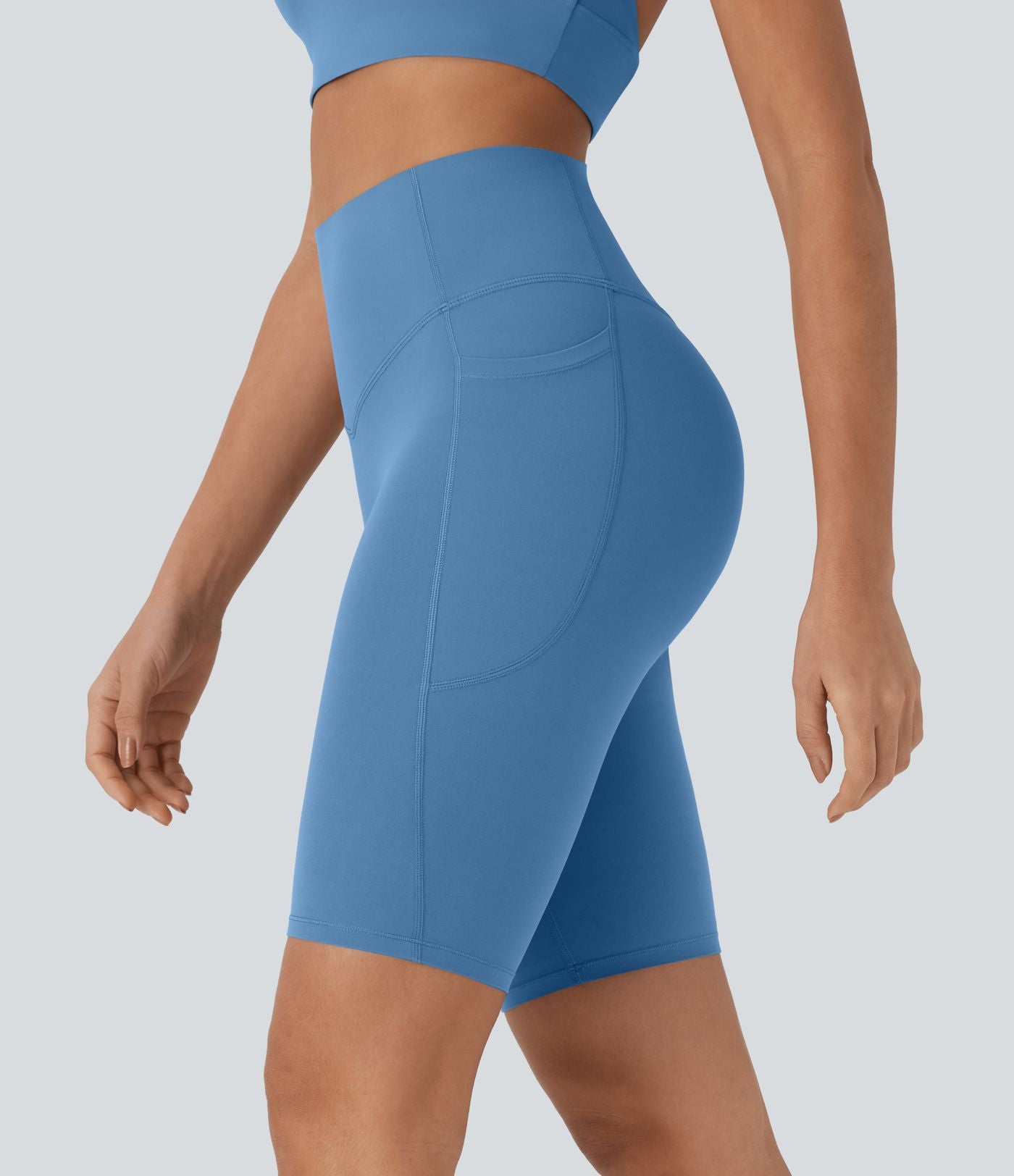 Short cycliste 22,8 cm d'entraînement gainant taille haute avec poches Halara UltraSculpt™