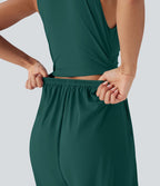 Combinaison décontractée SoftlyZero™ Airy à effet frais InstantCool à col V sans manches avec fronces, poches latérales et zip invisible, accès facile Easy Peasy