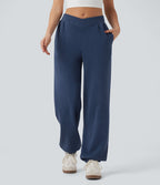 Jogging décontracté coton taille mi-haute croisé avec poches