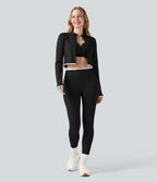 Veste yoga courte zippée col montant color block sans couture OneForm Seamless Flow