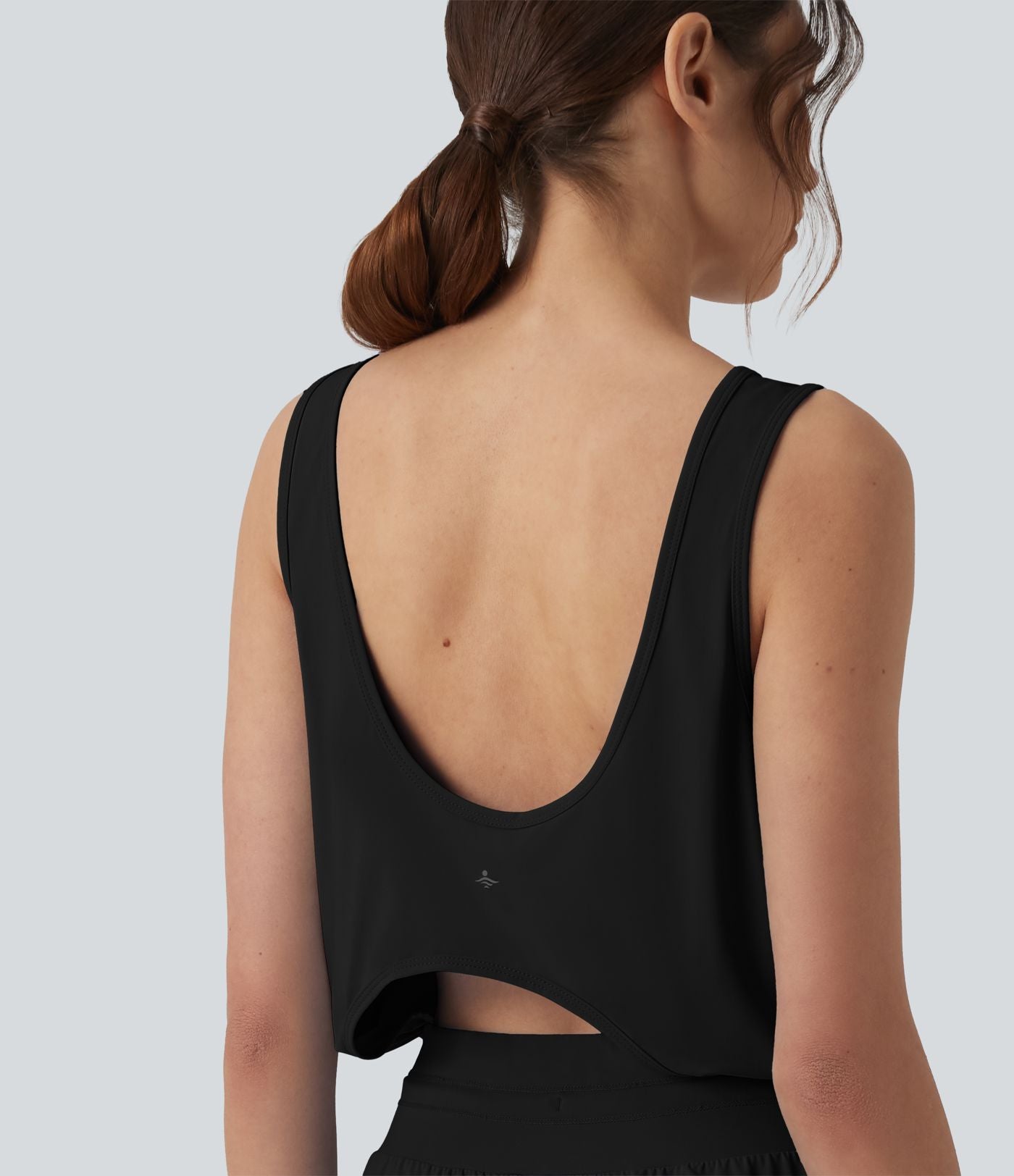 Barboteuse de yoga col rond effet frais InstantCool dos nu avec découpes, cordon de serrage et poches, protection solaire UPF50+