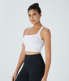 Débardeur yoga court SoftlyZero™ Airy col carré dos nu bretelles croisées effet frais InstantCool, bonnets A-C, protection solaire UPF50+
