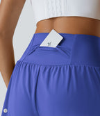 Short 7,5cm Yoga 2 en 1 Super Taille Haute Poches Arrière Poches Cachées Latérales