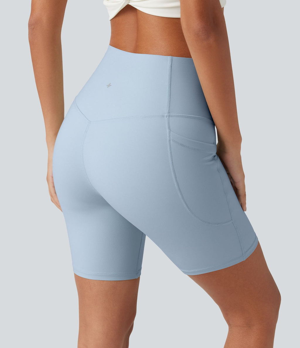 Short biker d’entraînement taille haute gainant Halara UltraSculpt™ avec poches, 18 cm