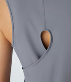 Top Débardeur Yoga Uni à Ourlet Croisé et Découpe