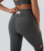 Leggings corsaire de yoga à taille haute, découpes, détails torsadés, séchage rapide et poche
