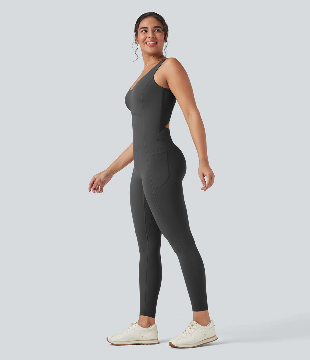 Combinaison de sport Halara UltraSculpt™ col V gainante push-up à poches