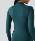 Haut de sport yoga demi-zip à manches longues avec passants pouces sans couture OneForm Seamless Flow