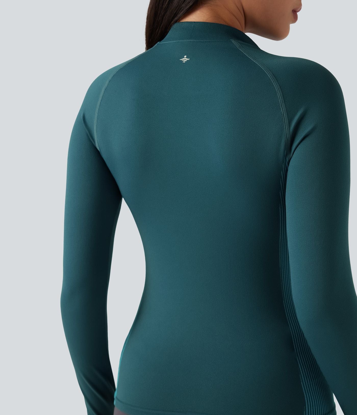 Haut de sport yoga demi-zip à manches longues avec passants pouces sans couture OneForm Seamless Flow