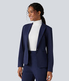 Blazer de travail ajusté col cranté infroissable à manches longues Halara Flex™ Suit avec poches