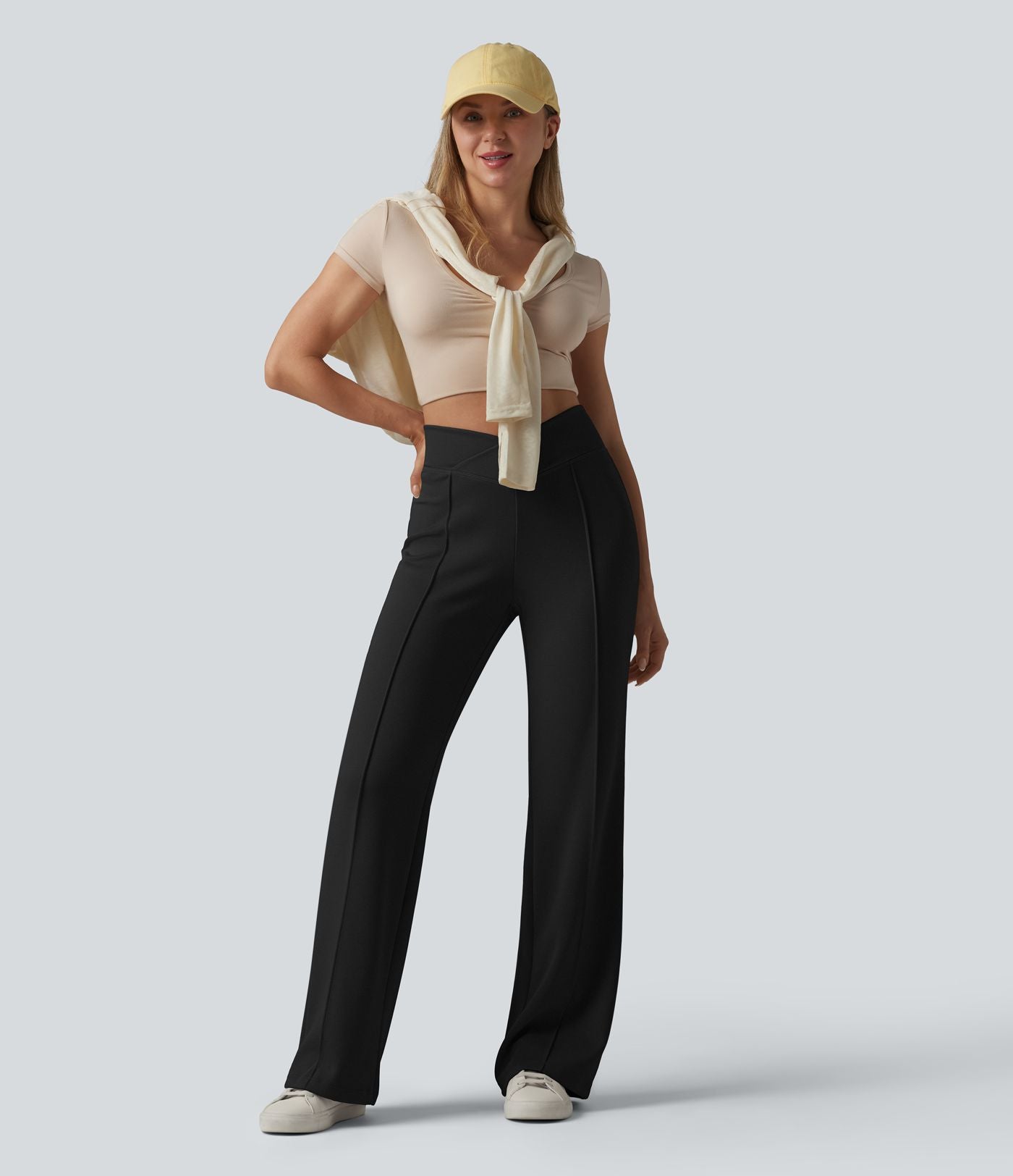 Pantalon évasé SpacerTek™ taille haute croisée avec poches