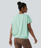 Haut de sport col rond manches courtes effet frais InstantCool avec fronces, protection solaire UPF50+