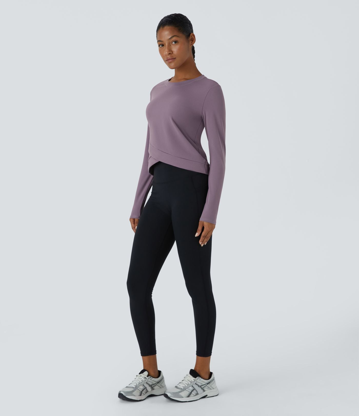 Softlyzero™ Plush Top Sport Yoga Encolure Ronde avec Ourlet Croisé