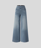 Halara Flex™ Jean Large Casual Taille Haute Poches Multiples Tricot Extensible Délavé