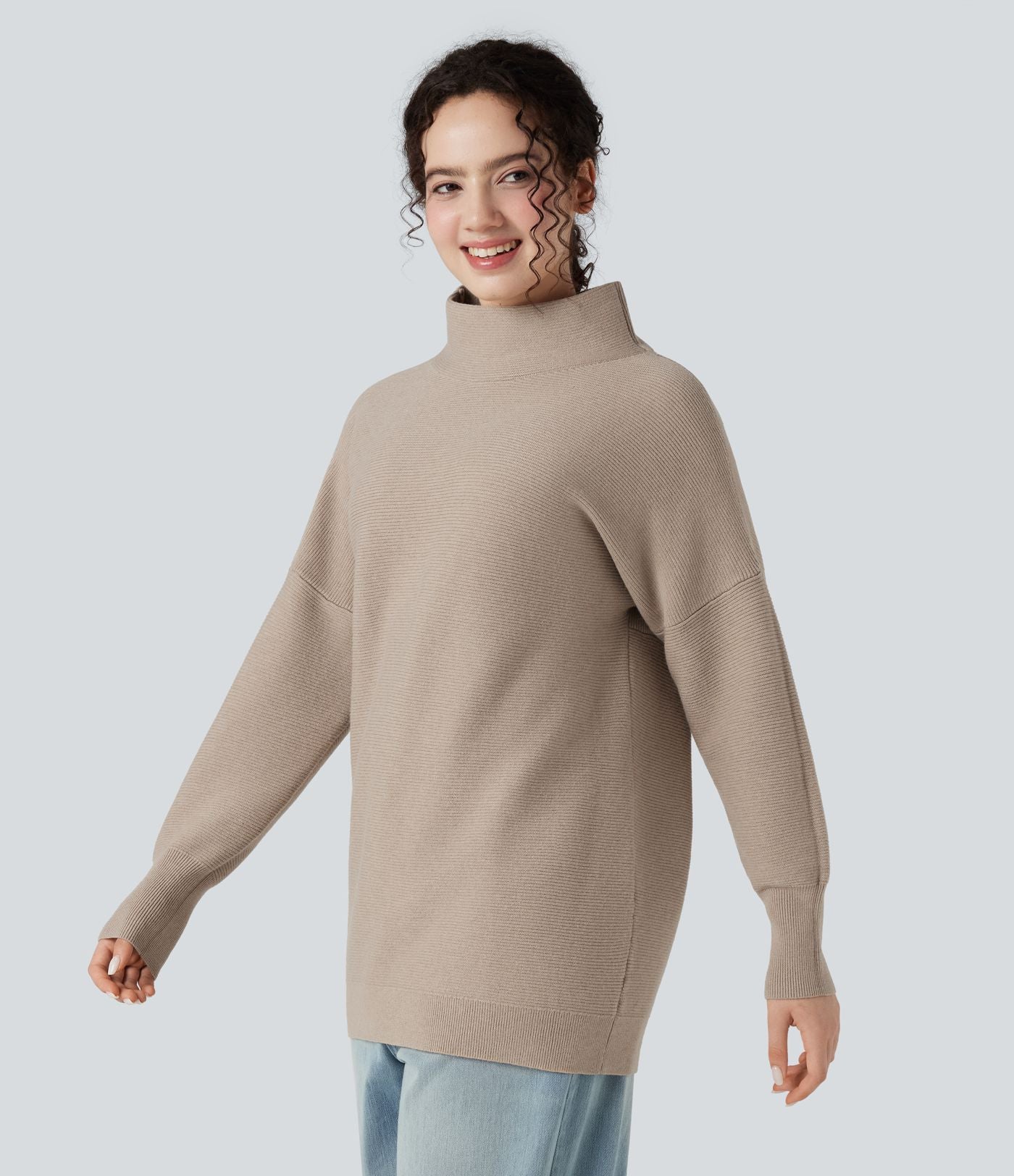Pull casual col cheminée manches longues