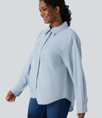 Chemise casual denim en lyocell manches longues avec poches