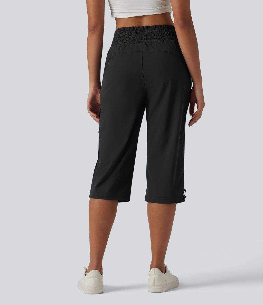 Pantalon décontracté corsaire droit taille mi-haute effet frais InstantCool à séchage rapide, cordon de serrage et poches, protection solaire UPF40+
