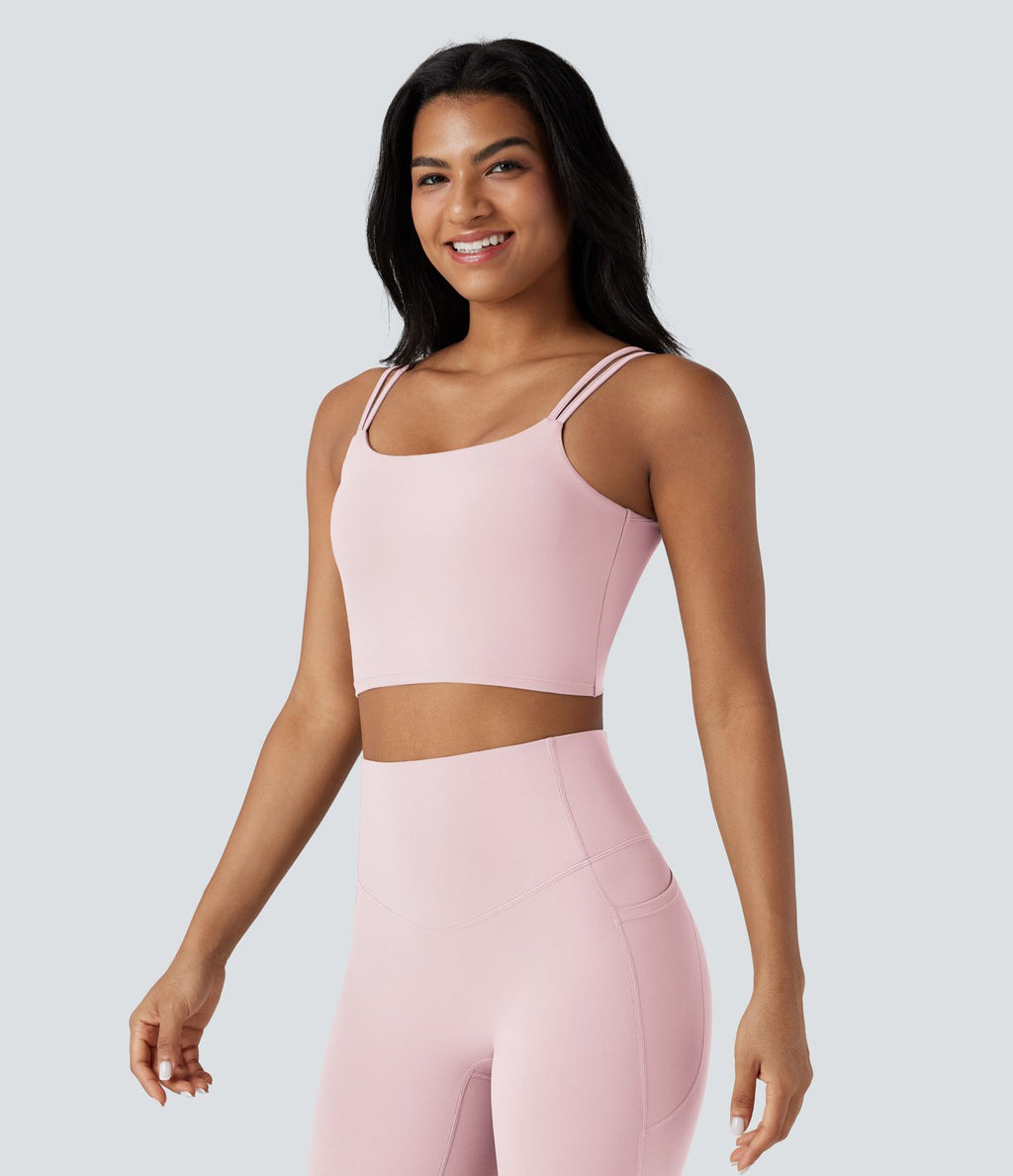 Débardeur yoga court Halara UltraSculpt™ double bretelles torsadé dos nu
