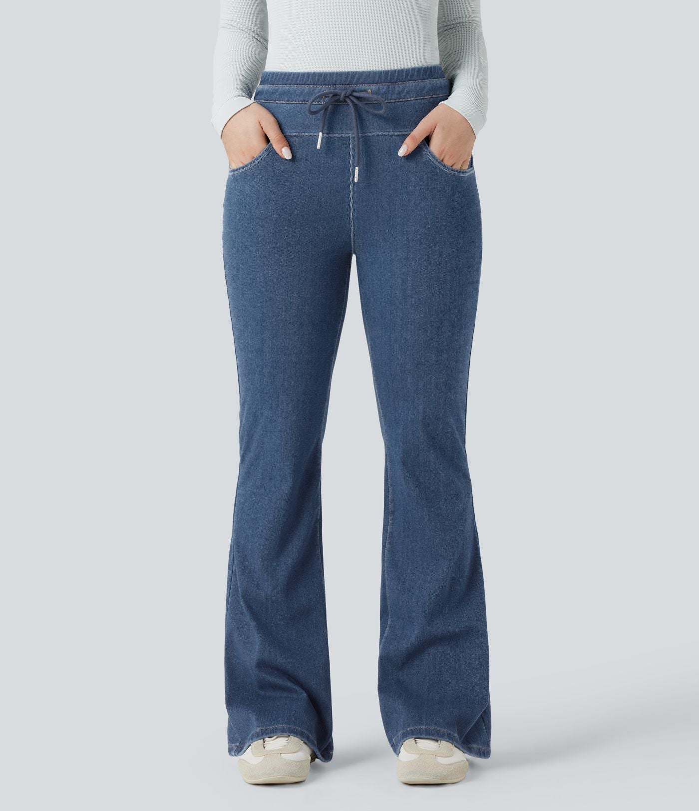 Halara Flex™ Denim Heat Legging casual évasé taille haute avec cordon de serrage et poches