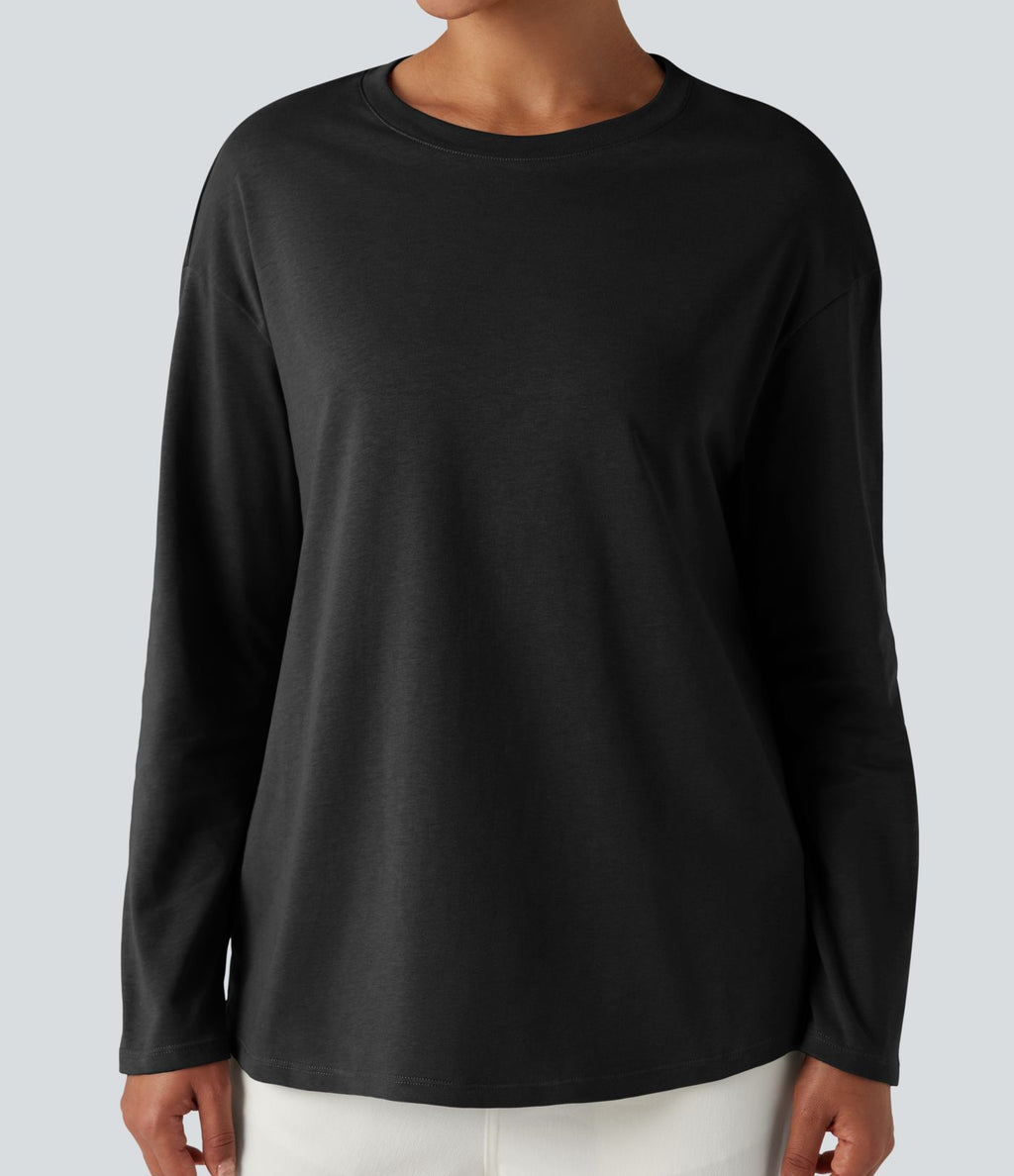 T-shirt coton col rond manches longues
