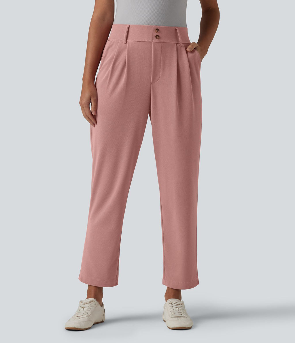 Halara Flex™ Pantalon tailleur fuselé taille haute en tissu gaufré avec poches