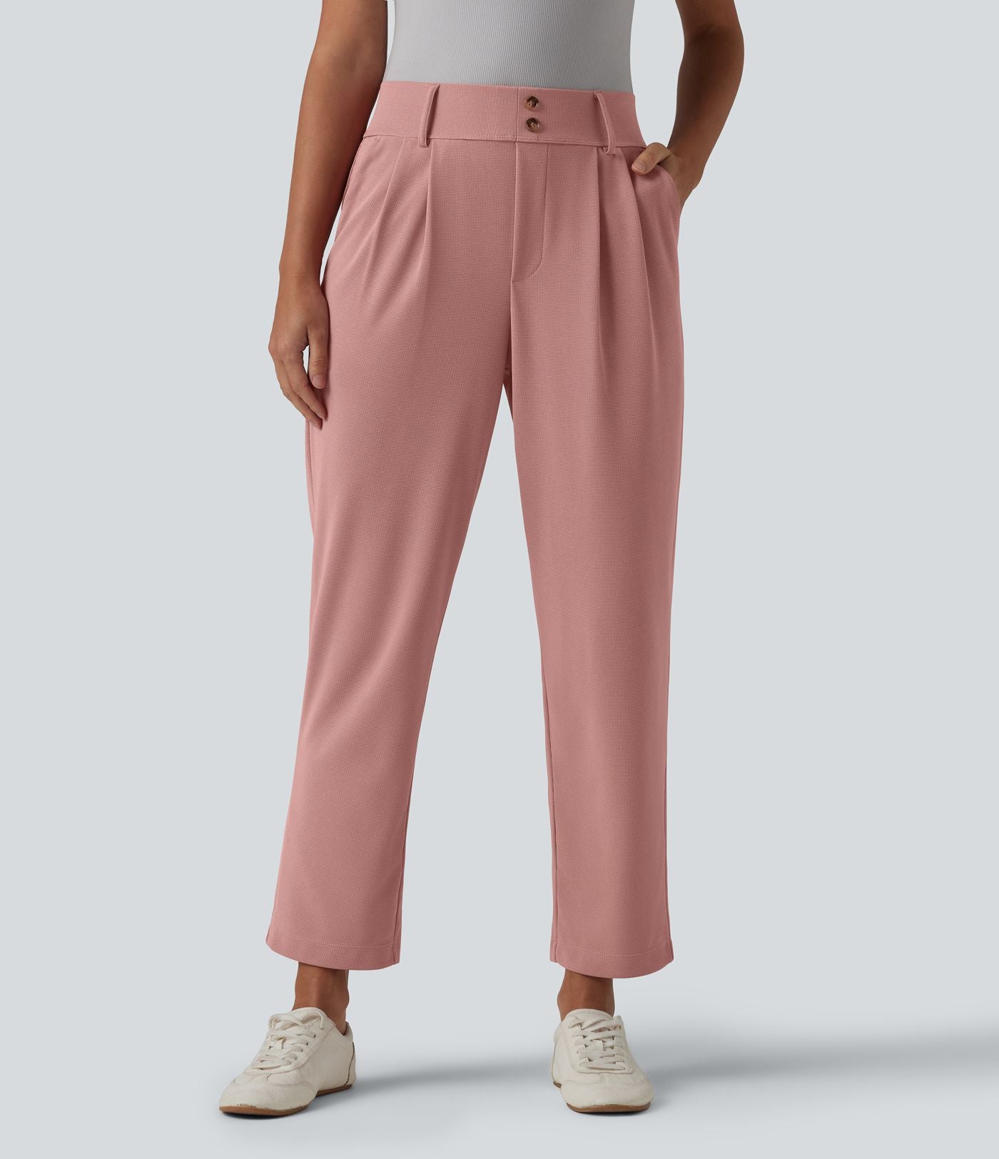 Halara Flex™ Pantalon tailleur fuselé taille haute en tissu gaufré avec poches