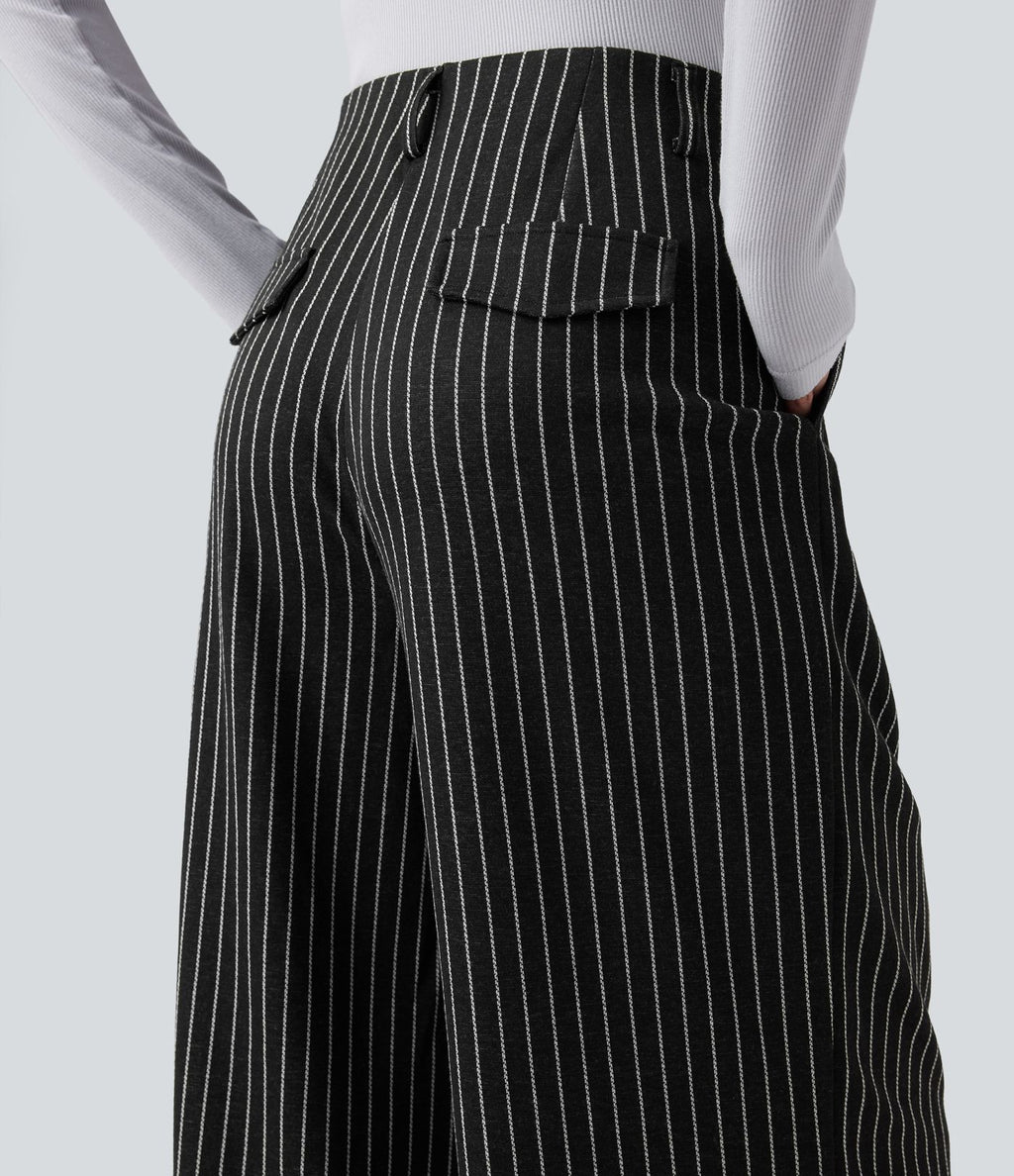 Pantalon de travail Halara Flex™ ample à rayures, taille haute, avec poches