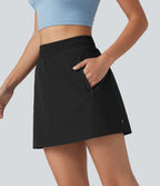 Jupe mini trapèze 2-en-1 taille haute avec boutons-pression et poches pour la randonnée