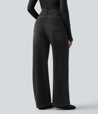 Jean baggy asymétrique Halara Flex™ taille haute effet délavé avec poches