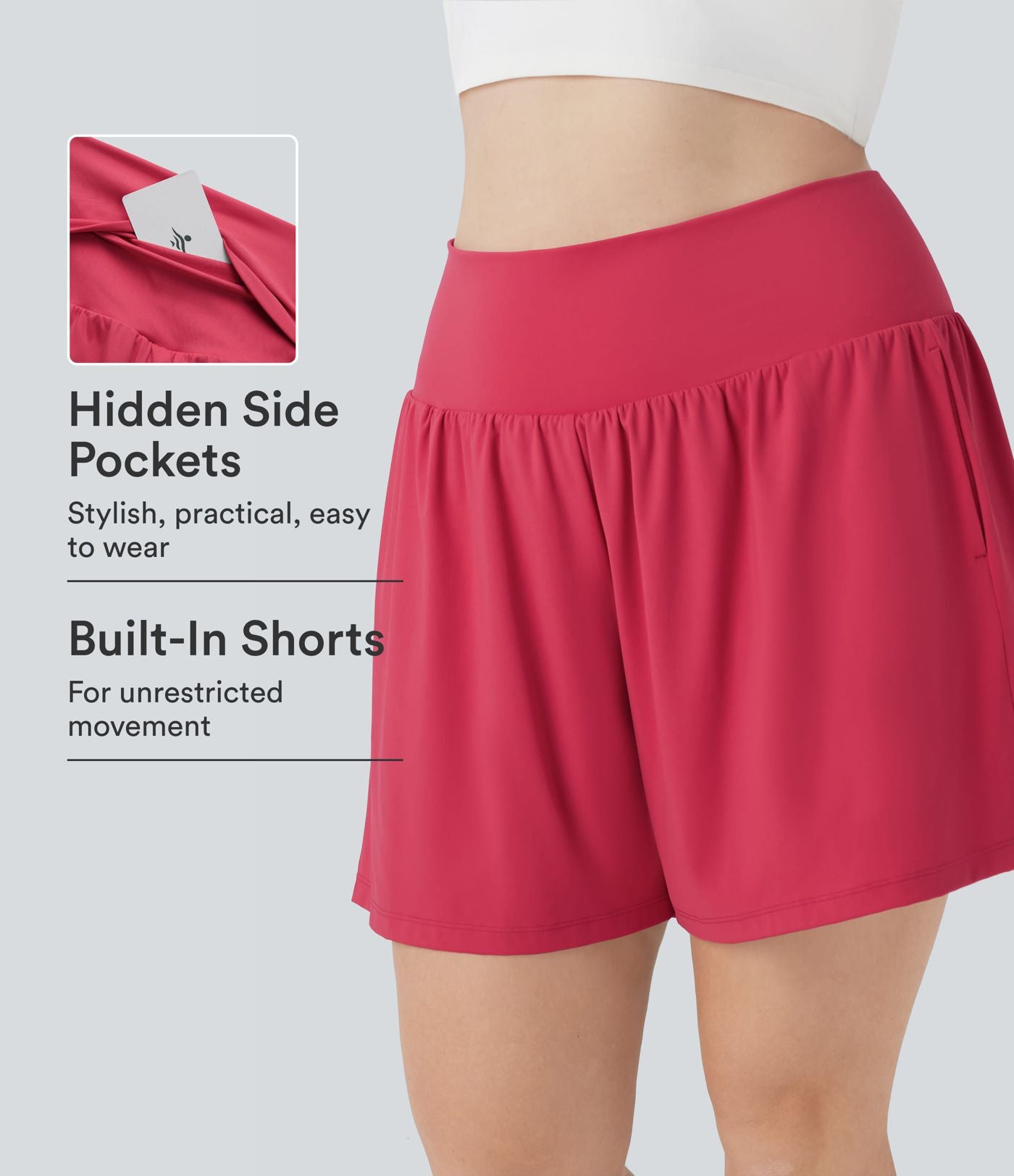 Short tailleur 2-en-1 Cool Touch yoga taille très haute Softlyzero™ Airy grande taille 17,5 cm avec poches