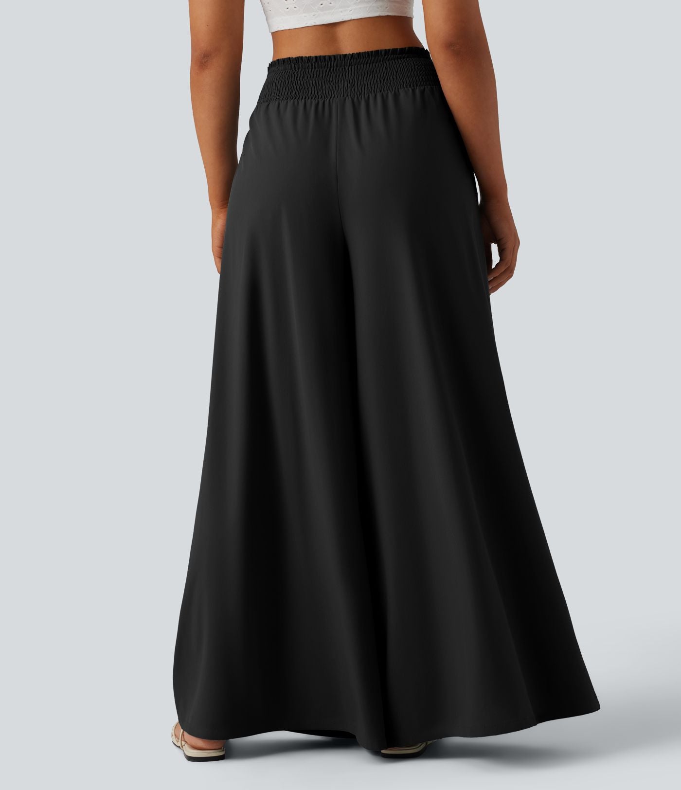 Pantalon fluide Breezeful™ taille haute à séchage rapide avec fronces, nœud devant et poches