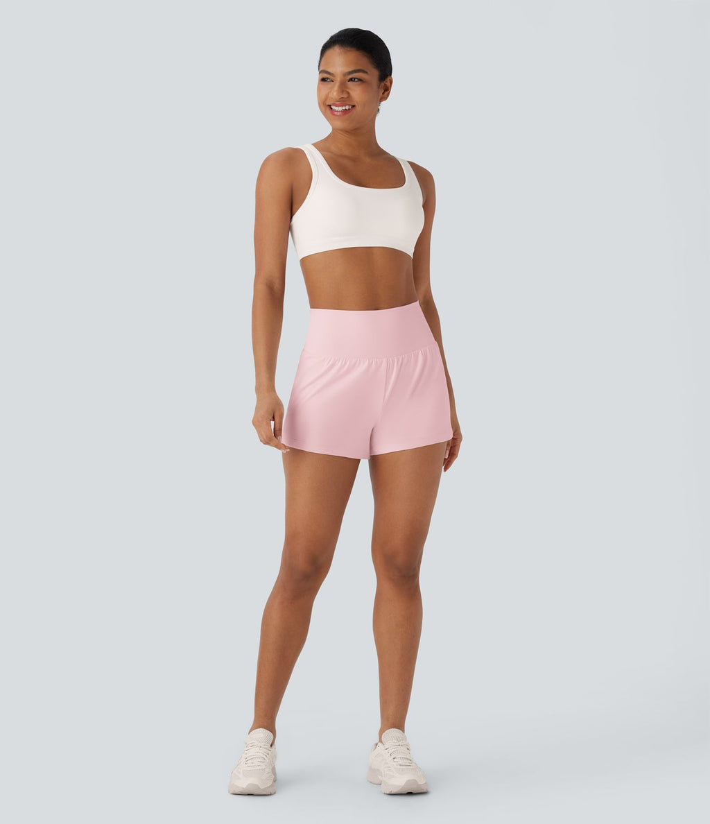 Short 7,5cm Yoga 2 en 1 Super Taille Haute Poches Arrière Poches Cachées Latérales