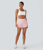 Short 7,5cm Yoga 2 en 1 Super Taille Haute Poches Arrière Poches Cachées Latérales