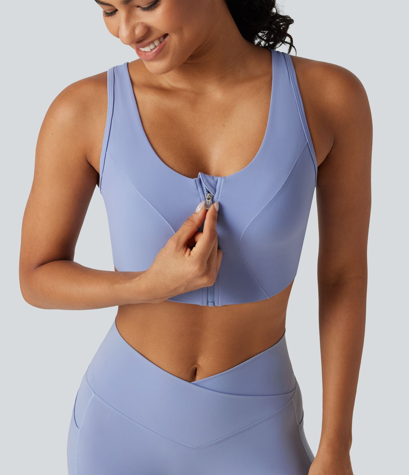 Brassière de yoga Halara UltraSculpt™ maintien moyen zippée avec coussinets amovibles