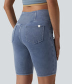 Short denim skinny décontracté Halara Flex™ croisé taille mi-haute 23 cm avec poches