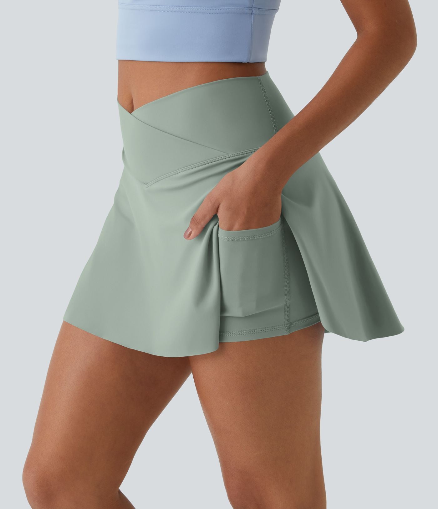 Jupe de tennis mini 2-en-1 quotidienne SoftlyZero™ Airy avec croisement, poche latérale et effet frais InstantCool, Lucid, protection solaire UPF50+