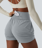 Short de yoga SoftlyZero™ Airy taille haute froncé effet frais InstantCool 7,5 cm avec poches