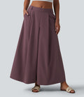 Pantalon culotte décontracté 7/8 à taille mi-haute plissé avec poches