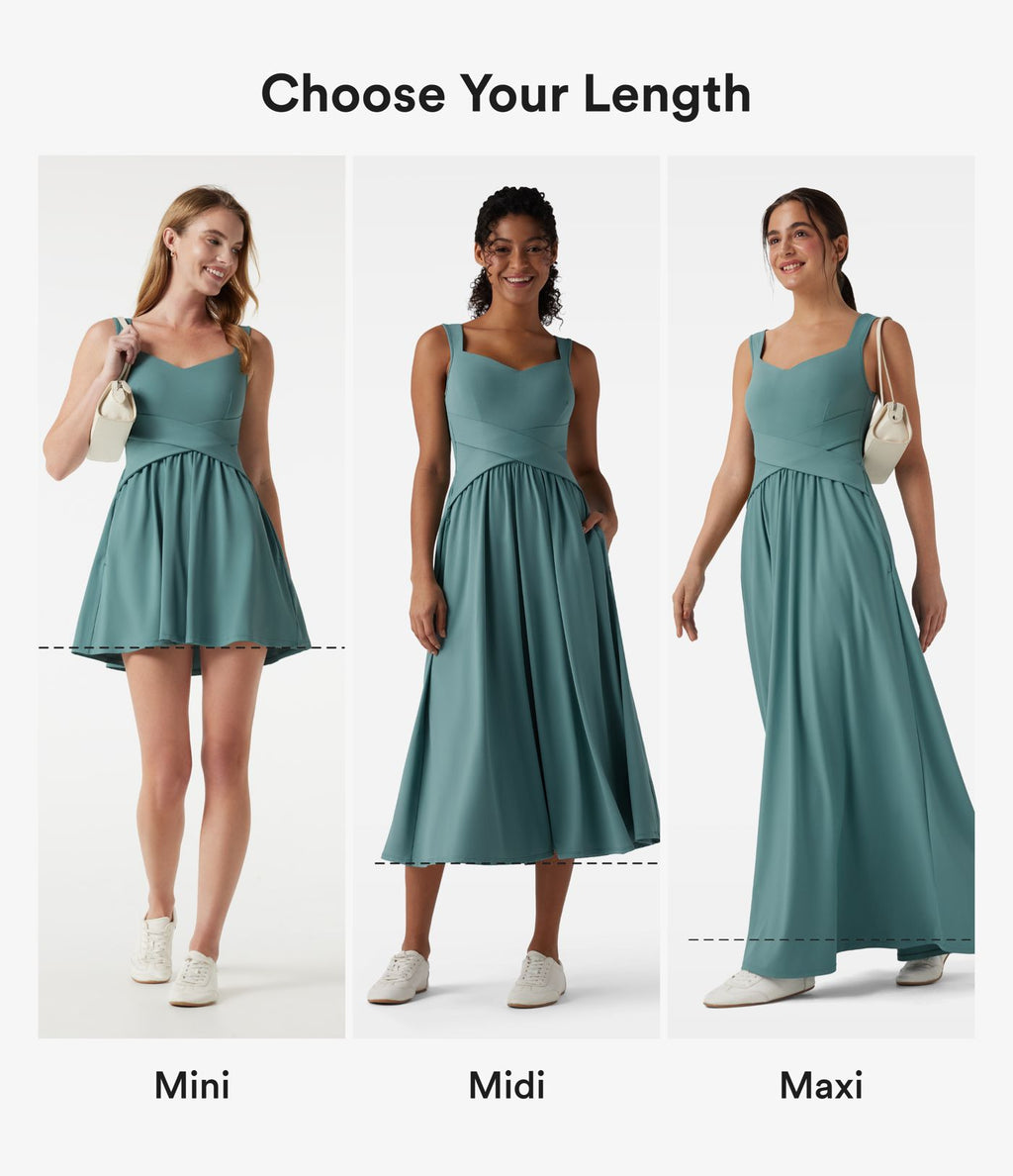 Robe mini fluide décontractée, brassière intégrée, à poches