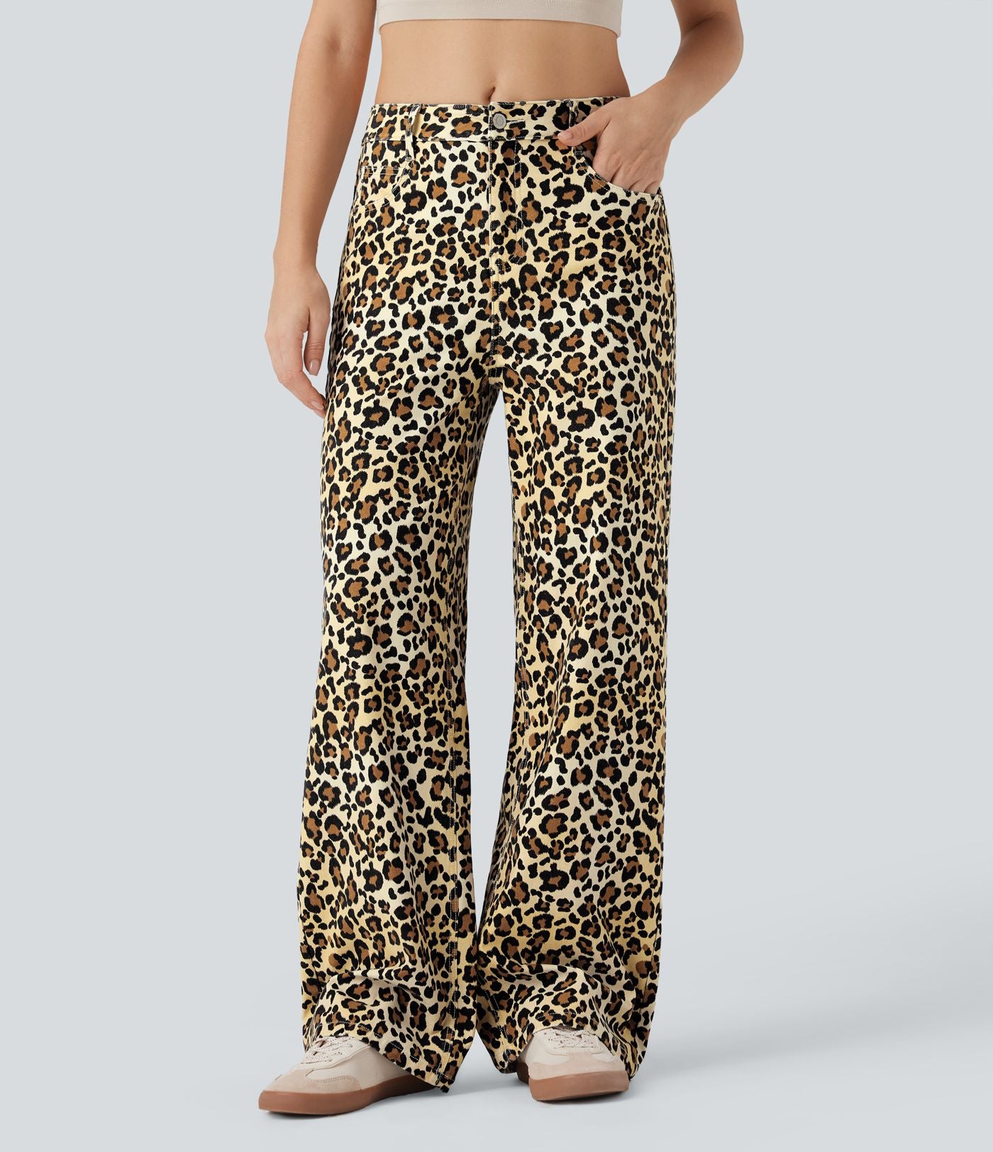 Jean baggy léopard Halara Flex™ taille mi-haute avec poches