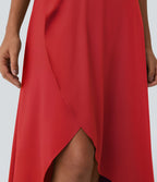 Jupe Longue Casual Breezeful™ Taille Haute à Volants 2en1 Fluide Sèchement Rapide Quotidien Maxi